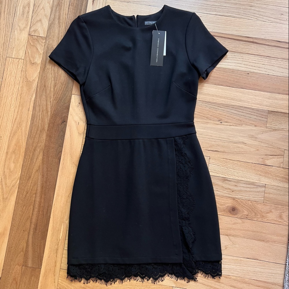 French Connection Black Lula Stretch Lace Dress
